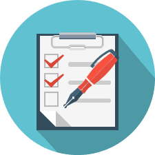 Picture28 Checklist and pen icon representing answering questions about proposal quality assessment.